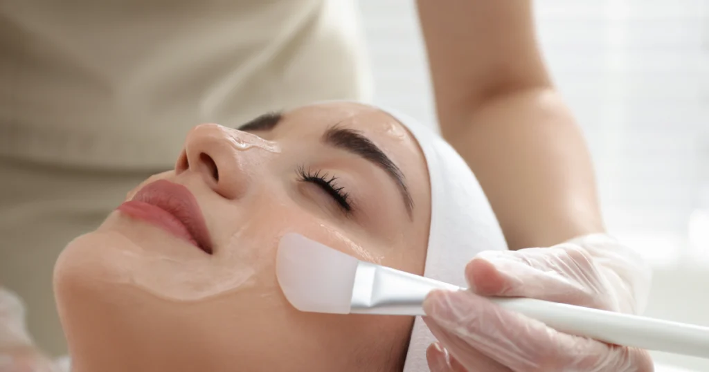 Young woman receiving a chemical peels at a spa in Liberty Hill, TX