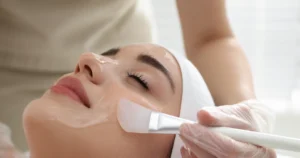 Young woman receiving a chemical peels at a spa in Liberty Hill, TX
