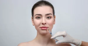 Woman receiving Lip plumping with Juvederm injection in Liberty Hill TX