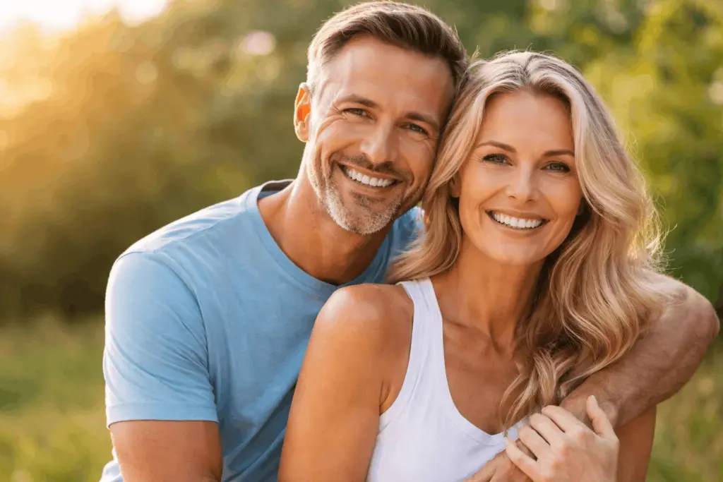 How Hormone Optimization Can Transform Your Energy, Mood & Skin Health 1 Healthy couple representing hormone optimization treatment for men and women